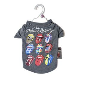 The Rolling Stones Pet T-Shirt Tee Grey Short Sleeve Small Dogs Size XS NWT